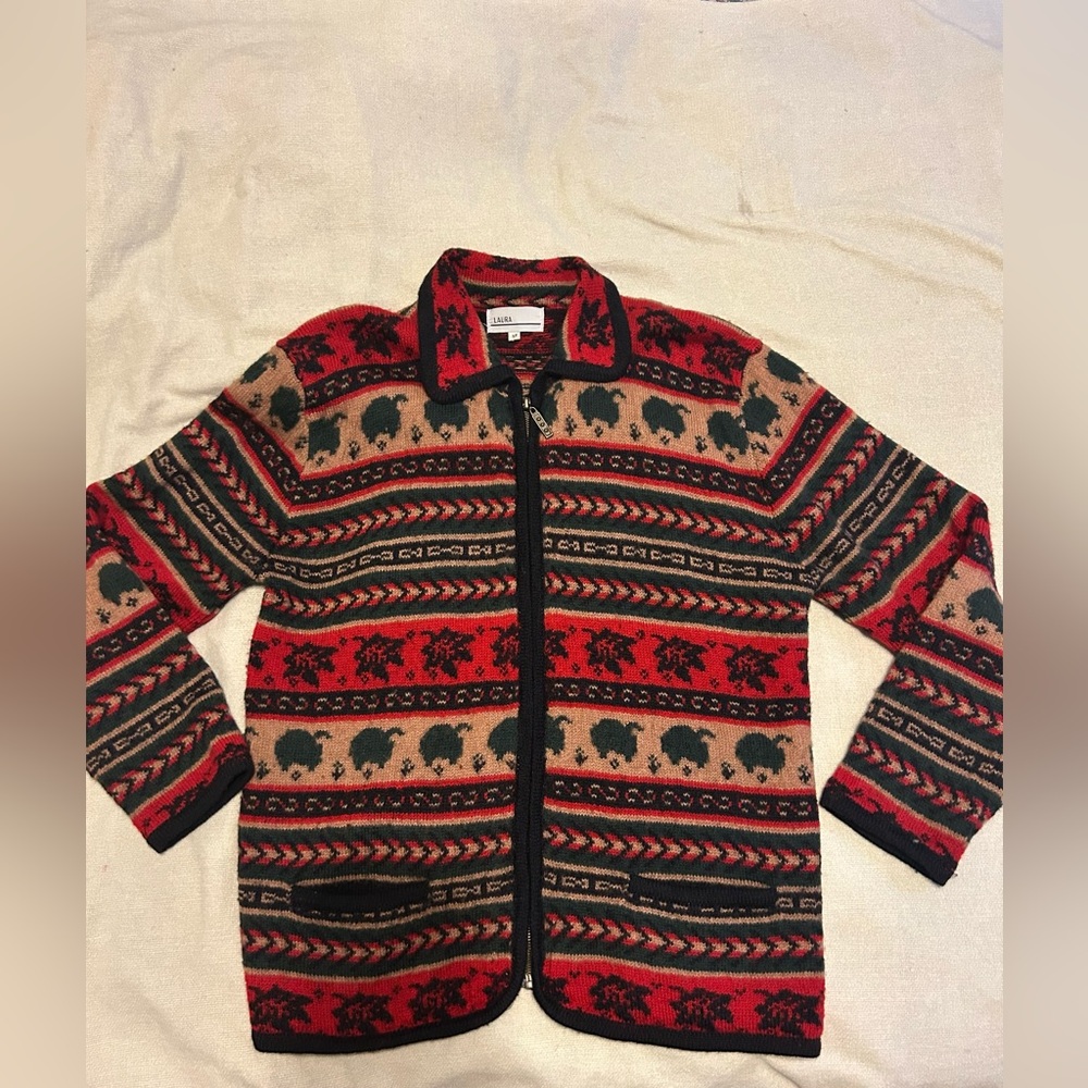 Vintage wool fall motif sweater size small